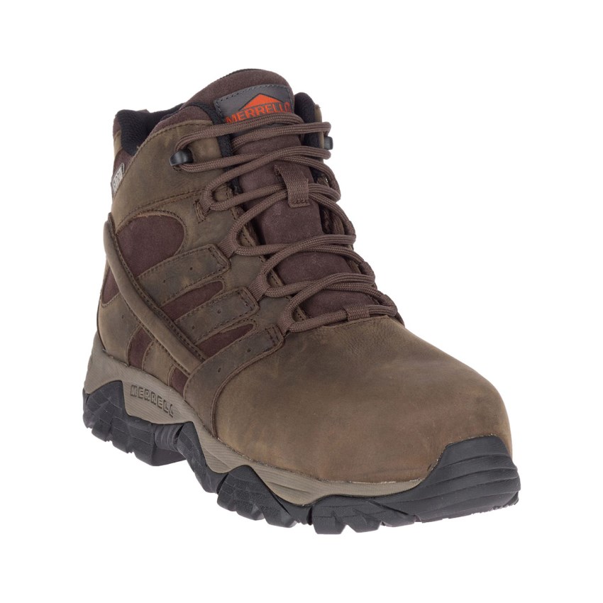 Bottes de Securite Merrell Moab Vertex Mid Leather Waterproof Comp Toe Marron Foncé Homme | N.X.ARZQ